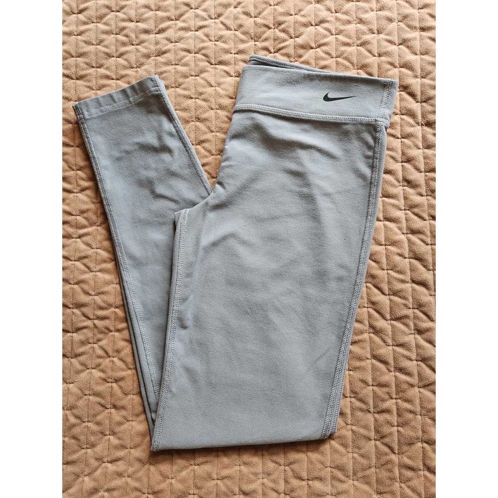 Nike Dri-Fit Women's Gray Stretch Yoga Training Leggings, Inseam 27", Size XL